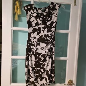 Ralph Lauren Brown and White Floral Midi Dress